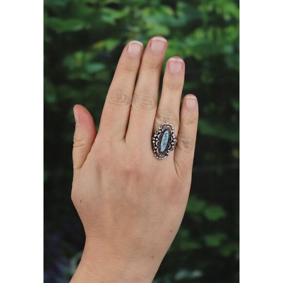 Sterling Silver Natural Turquoise Ring Size 6 1/2 - Picture 2 of 7